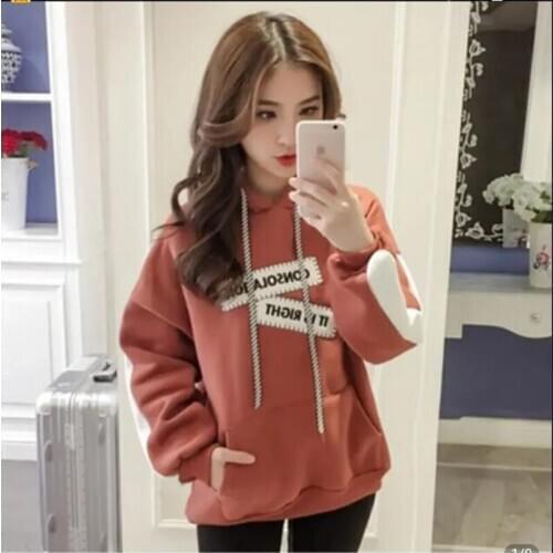 NEW autumn and winter women loose hooded mid-length plus size long-sleeved plus velvet top gothic hoodie hoodies women harajuku