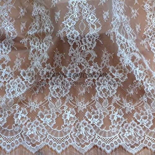 La Belleza New hot bridal france lace high quality off white wedding dress lash lace 150X300cm one piece