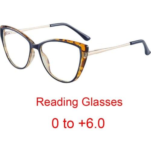 New Trend Reading Glasses Women High Quality Diopters Luxury Brand TR90 Cat Eye Prescription Sunglasses Frame Anti Blue Light
