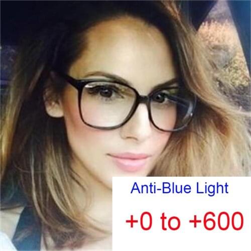 Clear Vintage Glasses Prescription Blue Light Filter Reading Glasses Large Round Womens Spectacles Frame The Elderly Shades