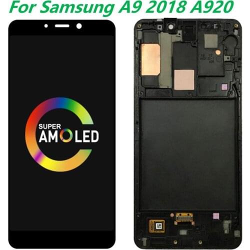 Original 6.3" Super AMOLED A920F LCD For Samsung Galaxy A9 2018 Display With Frame SM-A920F/DS LCD Touch Screen Parts