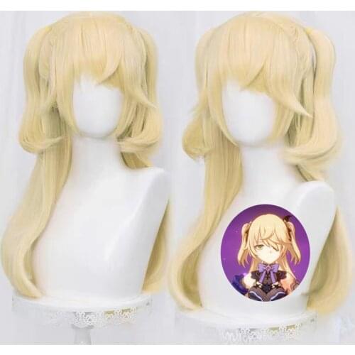 Genshin Impact Fischl Cosplay 70cm Christmas Blond Golden Wig Cosplay Anime Wigs Heat Resistant Synthetic Wigs Halloween