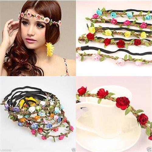 Women Wedding Flower Headband Girls Boho Flowers Headwear Children Headbands Hair Accessories Bride Wreath Beach Garland