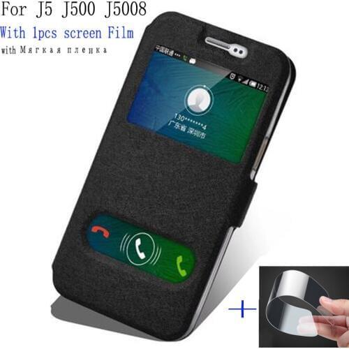 Luxury phone case For Samsung galaxy J5 J5008 case shell open window PU leather case J 5 J500 flip case back cover J5008 cover