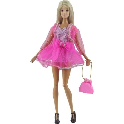 Pricess Pink Dress Outfit Suit Sets for Barbie BJD FR SD Doll Clothes Role Play Accessories Toys for Girl
