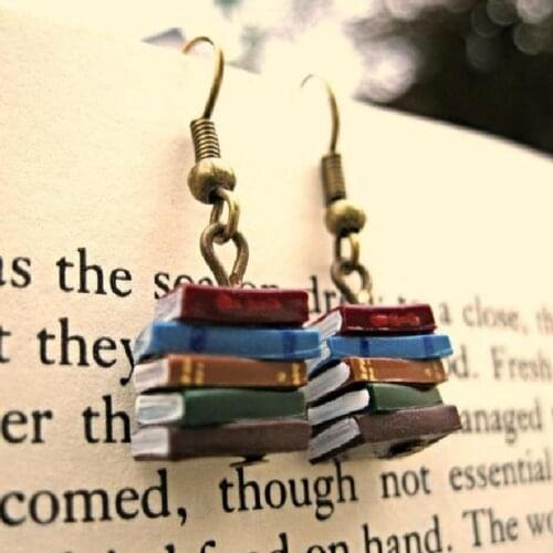 1 Pair Stack Of Books Earrings For Women Girl Library Colours Multicolor Book Pendant Earrings Fashion Jewelry Christmas Gifts