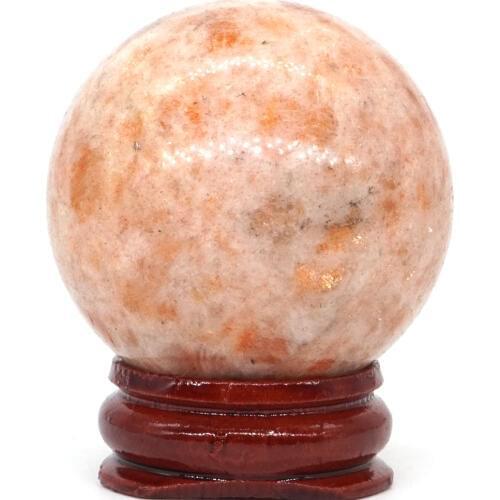 Natural Sunstone Ball Natural Mineral Quartz Sphere Hand Massage Crystal Ball Healing Feng Shui Home Decor Accessory 40mm