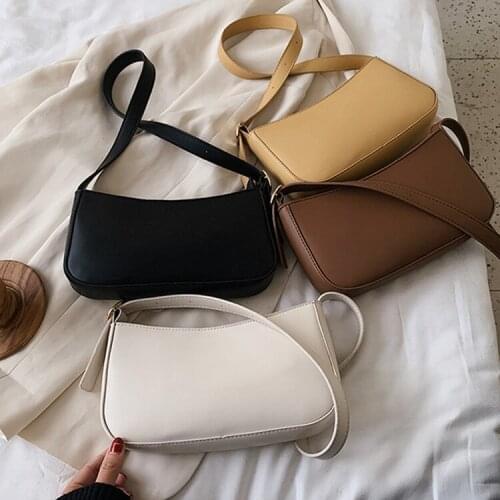 Cute Solid Color Small PU Leather Shoulder Bags For Women 2021 Summer Simple Handbags And Purses Female Travel Totes