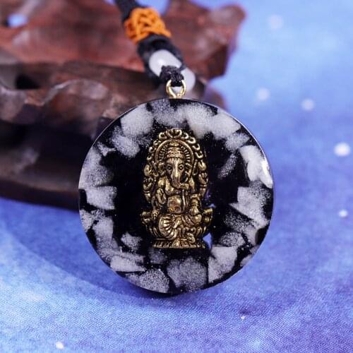 Luminous Pendant Ganesh Orgone Necklacee Generator Balancing Positive Energy Yoga Meditation Reiki Natural Genuine Authentic
