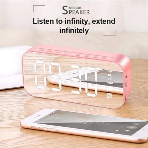 Mirror Wireless speaker Bluetooth sound box professional audio with led Clock subwoofer soundbar home cinema stereo party Office