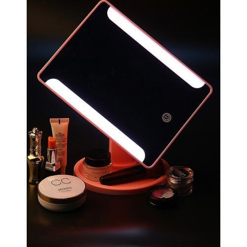 360 Degrees Rotation Makeup Mirror LED Adjustable Touch Screen Cosmetic Beauty Desktop Vanity Table Stand Light Cosmetic Mirror