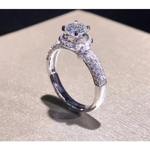 Size 5-10 Luxury Jewelry 925 Sterling Silver Brand New Pave AAA Cubic Zirconia Party Micro CZ Promise Wedding Flower Band Ring