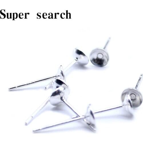 10Pcs/lot 13.5x5mm S925Silver Ear needle Concave pallet For A bead without a hole Earring Jewelry DIY Findings Ornament