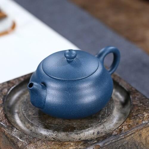 150ML Yixing Purple Clay Teapot Raw Ore Azure mud Xishi Pot Vintage Drinkkware Kung Fu Tea Set Zisha Pots for Birthday Gift