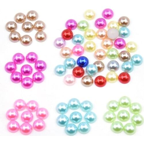 50pcs 12mm Acrylic Imitation Pearl Round Beads Decoration Half Round Jewelry Making Craft Grament Bead Cloth Accessories Crafts