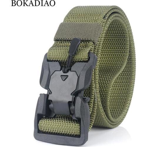 BOKADIAO Military Army Combat mans Canvas Belt Quick Release Tactical Belts For Men Nylon Outdoor Training Waistband male strap