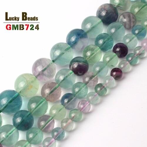 Natural Stone Bead Genuine Colorful Fluorite Round Beads For Jewelry Making Diy Necklace Bracelet Jewellery 6 8 10 12mm 15