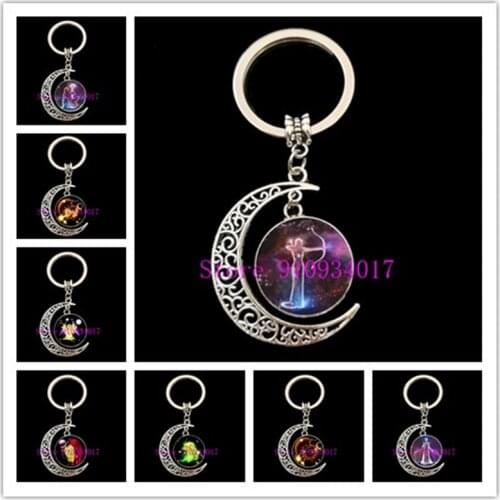 12 Constellations Keychain Constellation Key Rings Zodiac Sign Key Chain Pendant Jewelry Libra Aries Leo Fashion Birthday Gift