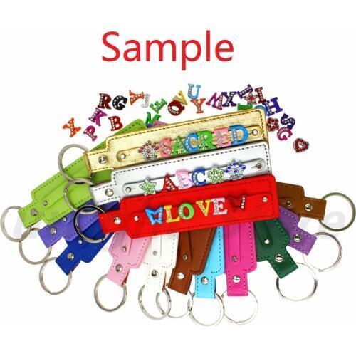 1pc Popular PU leather Key chain with 8mm small belt fit for 8mm slide charm slide letters women men Christmas gifts