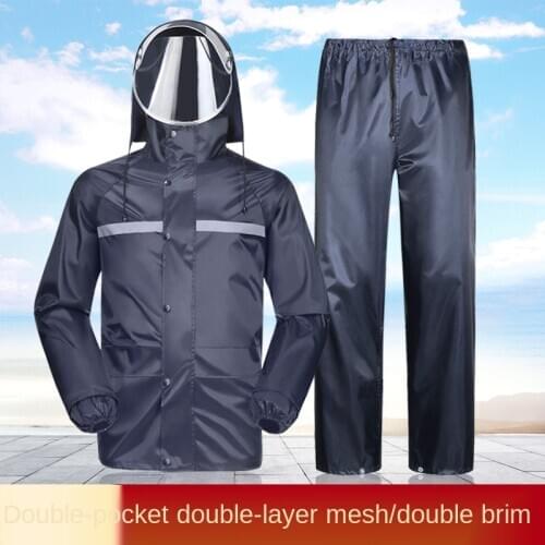 Raincoat Rain Pants Suit Mens and Womens Split Double-Layer Thickened Body Electric Motorcycle Take-out Riding Rainwater