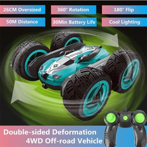 Double-sided Deformation Off-road RC Vehicle 4WD 360° Rotation 180° Flip 26CM Large Size 30Mins Endure Kids Remote Control Car