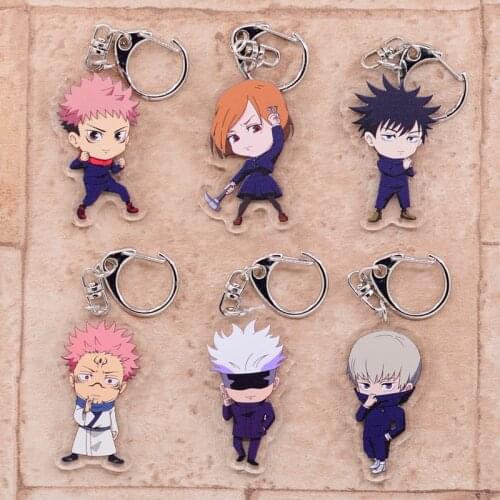 Hot Fashion Jujutsu Kaisen Keychain Yuji Itador Gojo Satoru Double-Sided Acrylic Keyring Anime Jewelry Fans Souvenir