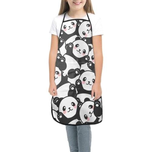 Waterproof Apron for Kids, Cute Baby Panda Lovely Bear Animals Bib Apron with Pocket for Boys and Girls Cooking Baking Painting