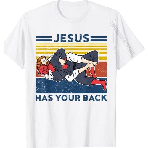 Jiu Jitsu Shirts Jesus Has Your Back Mens BJJ MMA Jujitsu T-Shirt Cotton Tshirts For Men Geek Tees Plain Simple Style