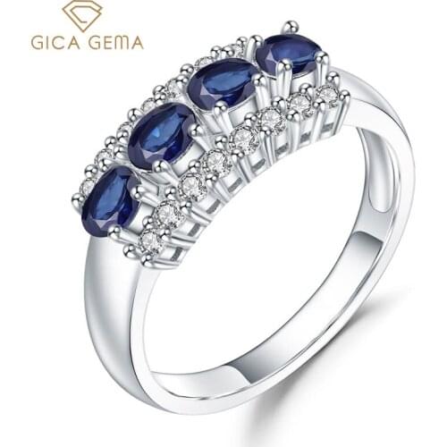 GICA GEMA Natural Blue Sapphire Gemstone Rings For Women Fashion Real 925 Sterling Silver Band Wedding Engagement Fine Jewelry