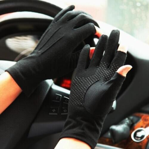 Cotton Gloves Unisex Thin Driving Breathable Anti-Slip Sunscreen Fishing Summer Gloves Male Female SZ108