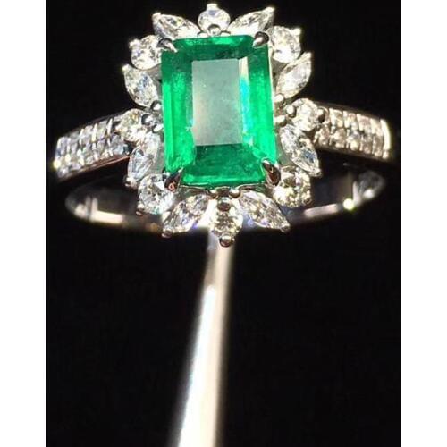 Emerald Ring Fine Jewelry Real Pure 18 K Gold 100% Natural Emerald Gemstones 0.93ct Female Wedding Rings for women Fine Ring