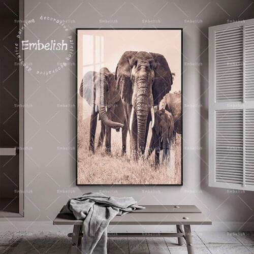 Embelish HD Print On Canvas Painting For Living Room 1 Pieces Animals Wall Art Posters Elephant Home Decor Framework Pictures