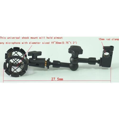 Microphone Shock Mount Kit w/ magic arm & 15mm Rod Clamp For Mic camera Dslr Rig