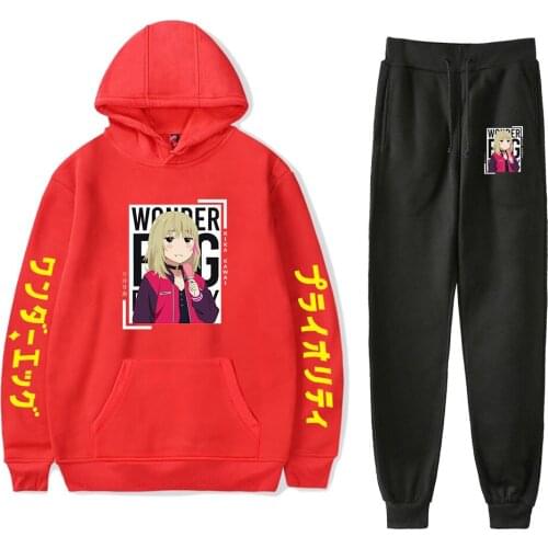 Anime Wonder Egg Priority Two Piece Set Men Women Hoodie Sweatshirt + Jogger Pants Casual Streetwear Clothes Boy Girls