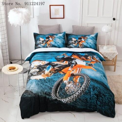3D Motorcycle Printing Duvet Cover Microfiber Bedclothes Kids Boys Luxury Bedding Set 2/3Piece Water Motor Bed Linen Sheet