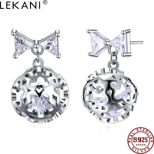 LEKANI 925 Sterling Silver Earrings Bow Design Simple Earrings For Women Fashion CZ Earings Jewelry Anniversary Gifts Hot Sale