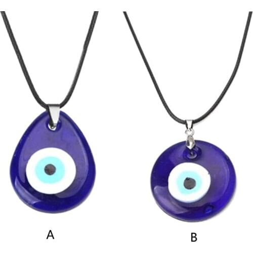 Trendy Demon Eye Necklace European and American Wax Rope Turkey Blue Eye Round Drop Shape Necklace for Women