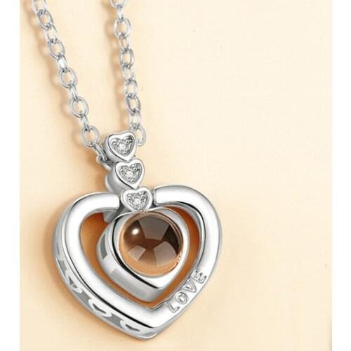 Fashion 100 Languages I Love You Projection Couple Round Pendant Romantic Love Memory Wedding Lovers Necklace Gifts 2021 30