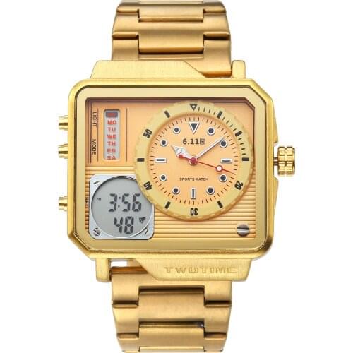 6.11 Mens Watch Korean Square Belt Three Movement Multi-Function Trend Personality Fashion Watch Quartz Watch