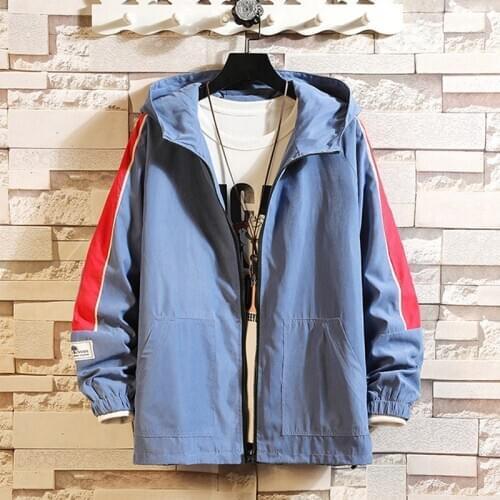 New Arrival Hooded Contrast Color Zipper Up Jackets Outwear Cheap jacket Menswear Windproof and Coats Casual Outdoors CoatYouth