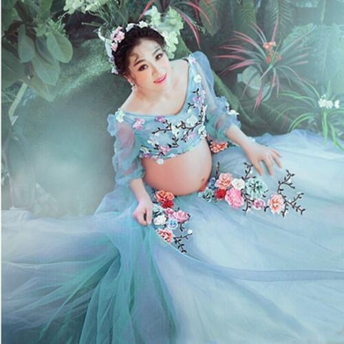 New Sexy Pregnant Dresses Maternity Photography Props Maternity Floral Vestido Maternidad Fotos Maternity Clothes 6MDS024