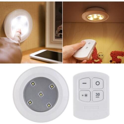 New 5LED Wireless Puck Bright White Warm White Lights Remote Control Home LED Wireless Puck Light