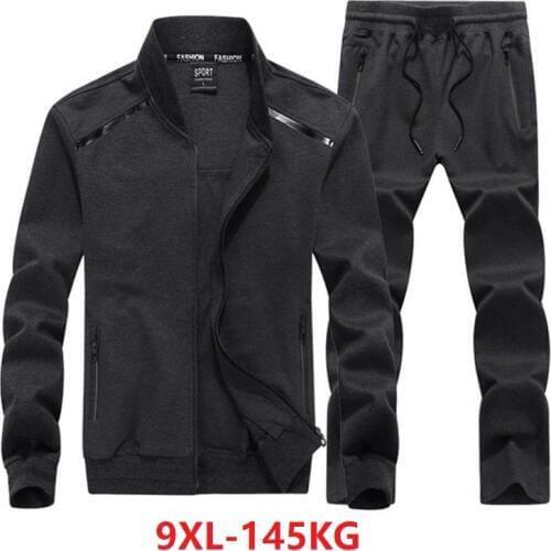 Autumn Mens Large Size Sweatshirt 5XL 6XL 7XL 8XL 9XL Fashion Long Sleeve Lapel Zipper Stretch Loose Large Size Blue Jacket