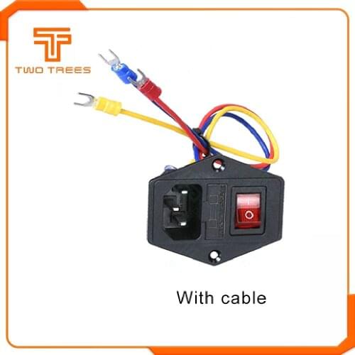 Boat Shape Switch 220V/110V 15A Power Supply Switch Male Socket With Use For 3D Printer DIY 3D Printer Parts