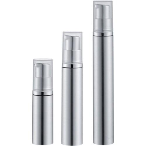10ML silver airless bottle or lotion bottle with silver airless pump and transparent lid