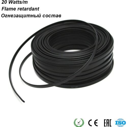 Self-regulating Heating Cable Smart Home Warm 30~50m Soft Flexible Pipe Freeze Protection 220V 20W/m Flame Retardant Cable