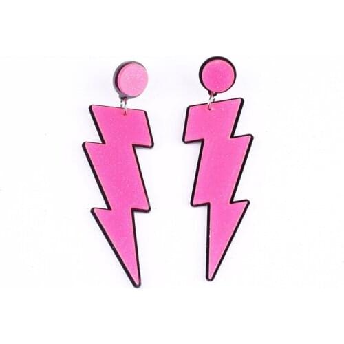 Hyperbole Big Size Lightning Drop Earrings Acrylic Night Club Jewelry for Girl Vacation Hip Hop Earrings pink color