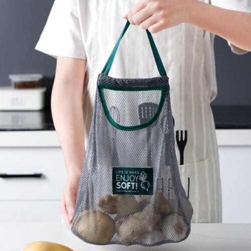 Fruit Vegetables Shopping Storage Bags Reusable Tote Mesh Net Woven Organizer Kitchen Shopper Vegetable Hanging Sorting Pocket