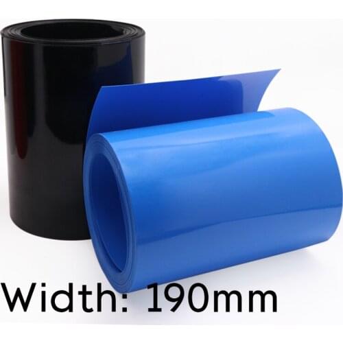 Width 190mm (Diameter 120mm) Lipo Battery Wrap PVC Heat Shrink Tube Insulated Case Sleeve Protection Cover Flat Pack Black Blue