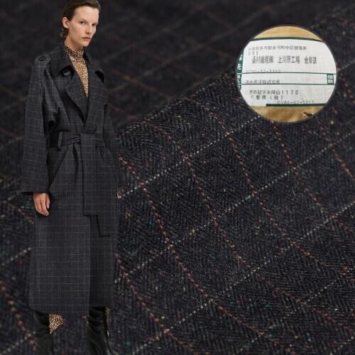 Pearlsilk Japanese Plaid Dots Yarn Dyed 100%Wool Fabrics Garment Material Autumn Women Jacket Sewing Cloth Tailor Freeshipping